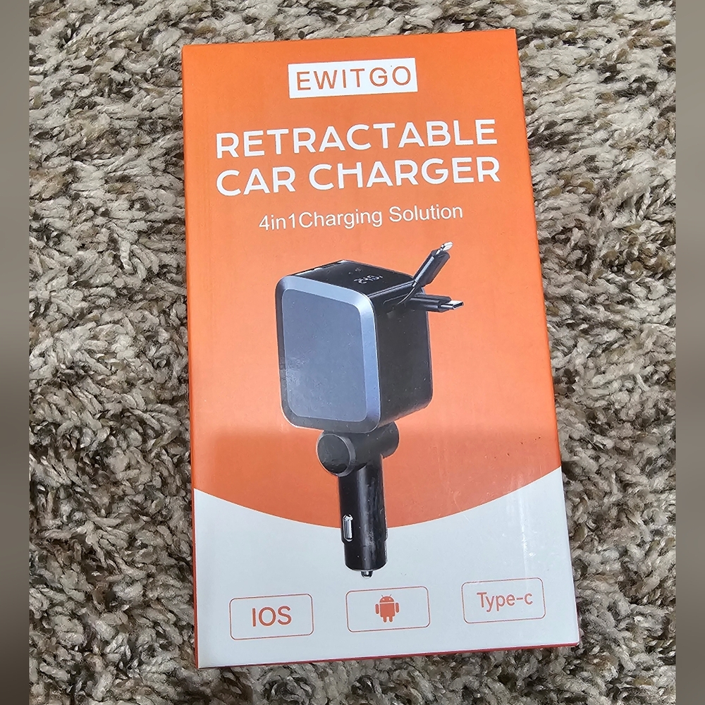 Retractable Car Fast Charger 4 In 1